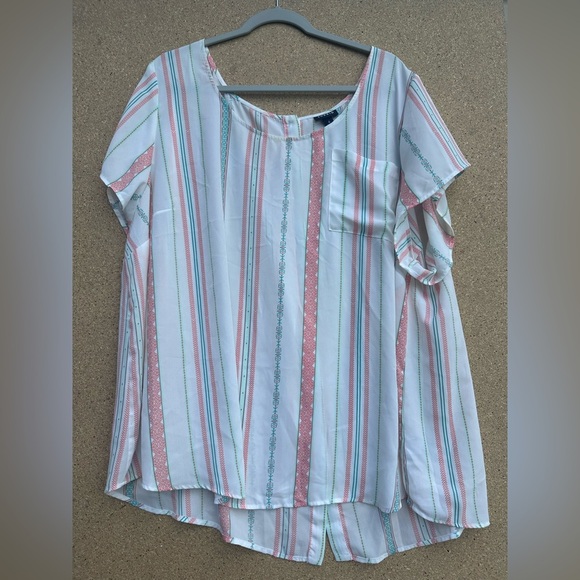 Torrid Short Sleeve Boxy Striped Shirt Size 4 - Picture 8 of 8